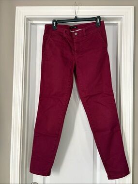 Burgundy Wine Straight-Leg Chinos, Sz 6